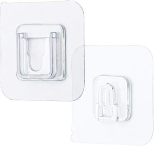 Waterproof Eco-Friendly 2-Pack Hanging <b>Hook</b> Removable Double-Sided Adhesive Plastic Solid Transparent Wall Mounted Sticky <b>Tools</b> - Product Image 5