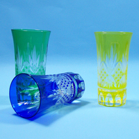 120 ml Style japonais couleur tubé verre mince gobelet jaune saké bière vert verres à liqueur avec coupe à la main neuf diamant conception