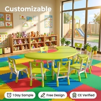 Ensemble table et chaises semi-circulaires robustes sur mesure OEM ODM pour écoles maternelles, bords arrondis
