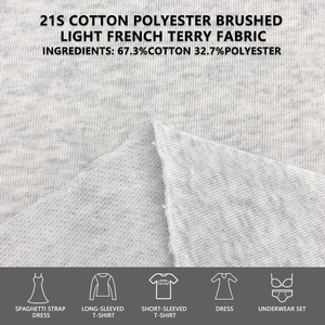 Tissu tricoté léger en polyester et coton 21S, French Terry, 180-190 g/m², doux, pour sweat-shirts, pantalons de jogging, ensembles décontractés assortis - Product Image 2