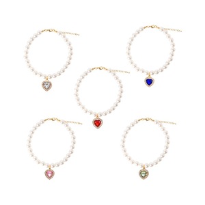Collier ras du cou en perles pour chat, imitation perle, pendentif cœur en strass, style élégant, cadeau pour chats et chiens - Product Image 2