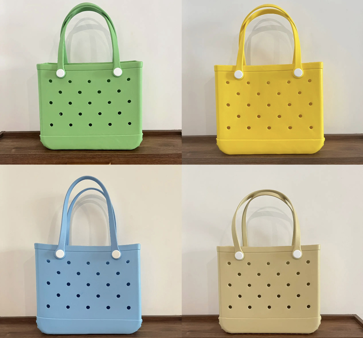 Women's Large Waterproof EVA Tote Handbag Fashionable Punching Beach Bag Custom Logo Fruit Pattern Water Resistant Lady's Bag