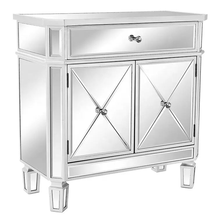 Современные Серебристые зеркальные корпусной мебели акцент на груди большой прикроватная тумбочка с 2 ящиками для хранения шкаф современный серебро тумбочка