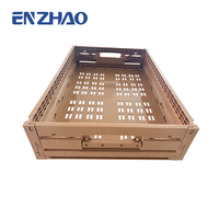 Caisse de rangement pliable en plastique imitation bois, durable avec roues, conception renforcée pour usage en entrepôt