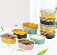 Barquette jetable bleu clair pour restauration rapide, 60 ml, en PET recyclable, avec couvercle en aluminium, pour confiture, pâtisserie, gâteau