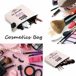 Pochette cosmétique personnalisée en toile de coton avec logo sérigraphié et fermeture éclair pour le rangement de gelée - Product Image 3