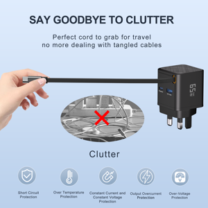 IBD Gan PD 65W 35W intrekbare kabel snellader OEM ODM US EU AU UK stekkertype c USB wandlader voor iPhone 15 telefoon laptop - Product Image 3