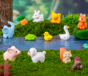 1-2cm piccoli accessori per terrario da giardino con Figure di animali giocattoli in resina miniature di capra statuetta di coniglio di pecora serpente di maiale <span class=keywords><strong>cavallo</strong></span> di anatra - Product Image 4
