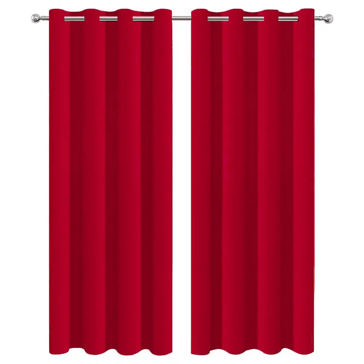 Ready Made Curtains 100% Polyester Solid Blackout Top Grommet Curtains Cortinas for Living Room