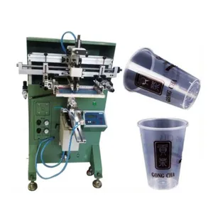 Flat round oval Plastic paper cup bottle semi automatic silk screen printing machine