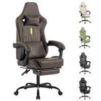 Chaise d'ordinateur de style course verte chaise de joueur réglable en hauteur chaise de bureau avec repose-pieds et soutien lombaire de massage