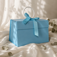 Boîte à dragées portable pour mariage, boîte à bonbons créative en forme de trapèze avec ruban, petite boîte d'emballage pour cadeaux de remerciement pour les invités
