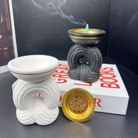Brûleur d'encens de luxe simple et léger Brûleur du Moyen-Orient Tour portable Ensemble d'encens d'aromathérapie Ornements en céramique Artisanat
