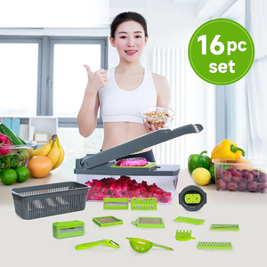 <span class=keywords><strong>Mandoline</strong></span> 14/16 en 1, trancheuse, hachoir et râpe, 8 lames en acier inoxydable remplaçables, hachoir à légumes manuel avec séparateur d'œufs - Product Image 6
