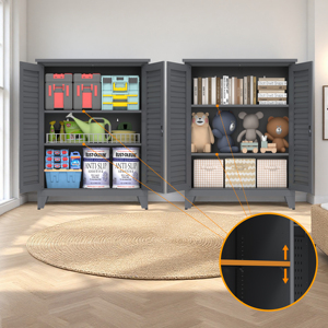 Gabinete <span class=keywords><strong>de</strong></span> Almacenamiento Metálico Ajustable y Resistente <span class=keywords><strong>de</strong></span> 47 Pulgadas <span class=keywords><strong>de</strong></span> Alto con <span class=keywords><strong>Dos</strong></span> Puertas y Tres Estantes para Sala <span class=keywords><strong>de</strong></span> Estar, Dormitorio o Uso Hospitalario - Product Image 4