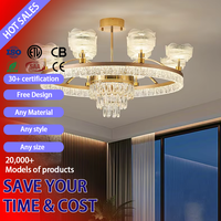 Lustre moderne de luxe en acier inoxydable et acrylique DUOMEIJU, lampe de décoration pour la maison et le bureau, luminaire suspendu au plafond à LED, Ra90
