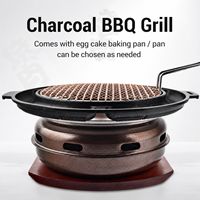 Barbecue coréen rond en fonte de 380 mm, épaissi, pour table, au charbon de bois, pour usage commercial et domestique