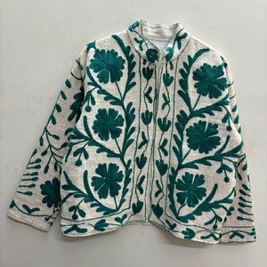 Premium Handcrafted <b>Women</b> Ethnic White Cotton Linen <b>Jacket</b> Traditional Rajasthani Bohemian Style Summer <b>Spring</b> Shrug Coat - Product Image 1