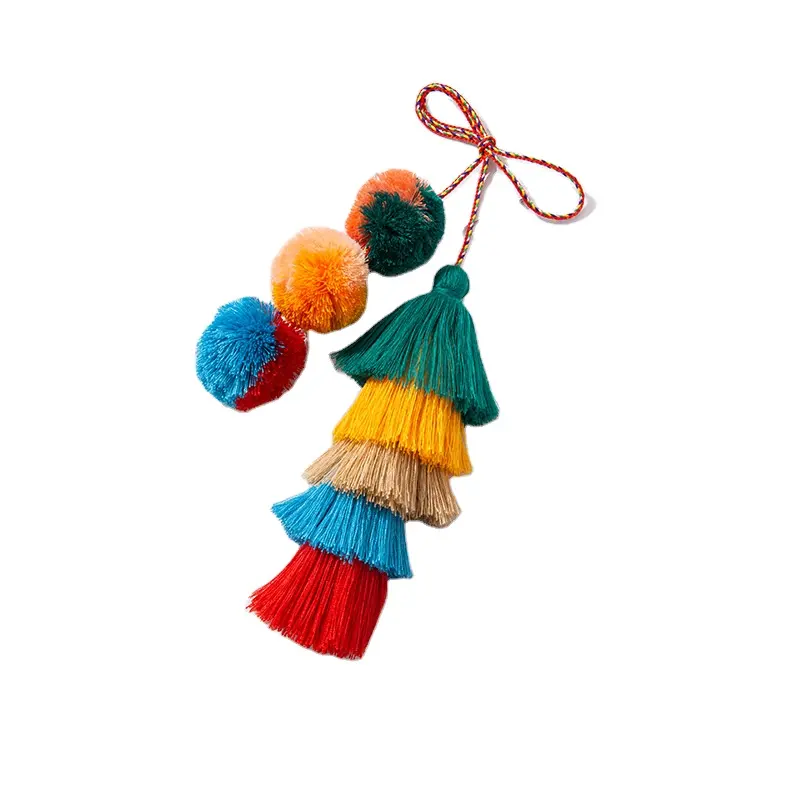 Customize Mix Color India Pom Pom Tassel for Woman Bag Decoration