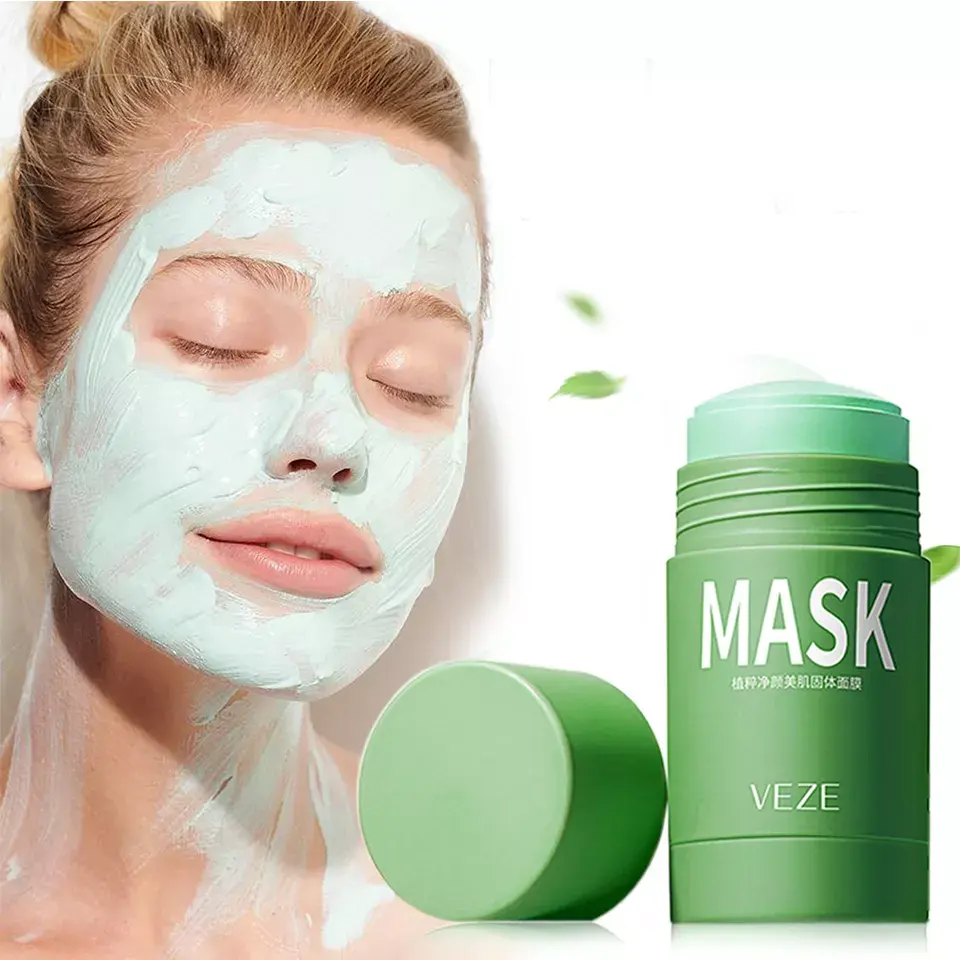 Private Label OEM/ODM Natural Deep Cleansing Moisturizing remove acne Pink green tea Face Facial Clay Mud Mask Stick