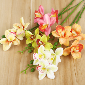 Orchidées Phalaenopsis artificielles Yiwu Datuo Florist, 10 pouces, blanc laiteux, rose, orange, jaune, décoration de mariage - Product Image 1
