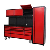 Armoire à outils multifonction rouge, 72 pouces, chariot à outils, système de stockage des outils, établi, armoire à outils