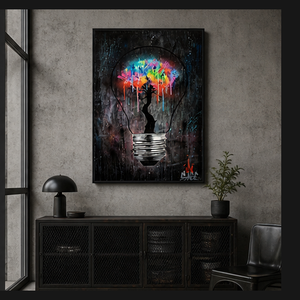Impresión Artística de Graffiti <span class=keywords><strong>con</strong></span> Bombillas de Colores, Decoración de Pared de Cristal, Idea Urbana para Sala de Estar, Oficina, Estudio, Interiores Modernos - Product Image 6