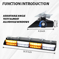 Luces Estroboscópicas Blancas y Azules para Parabrisas, 18W, 24 LED, 20 Modos, Luces de Advertencia de Seguridad Intermitentes, Barra de Luces Delantera/Trasera