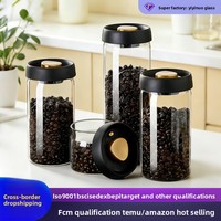 Bocal en verre borosilicate scellé sous vide, type presse, pour le stockage des grains de café, récipient hermétique pour aliments, vente en gros directe d'usine
