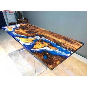 Mesa de Comedor Rectangular de Madera Maciza con Borde Natural y Resina, Diseño de Grano Natural con Incrustaciones de Resina Negra, Patas en V de Metal Resistente - Product Image 6