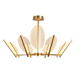 Copper New Design Chandelier Pendant Lamp Acrylic <b>Leaf</b> Shape Crystal Style Switch Control Home Hotel Restaurant Indoor Use - Product Image 2