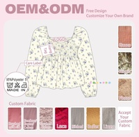 Chemisier personnalisé à imprimé floral Ditsy pour filles, col carré, manches bouffantes, haut smocké, tailles personnalisées 2-12 ans, haut assorti pour adolescentes au quotidien