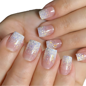 <span class=keywords><strong>Faux</strong></span> ongles personnalisés à paillettes pour ongles français, <span class=keywords><strong>rose</strong></span> <span class=keywords><strong>clair</strong></span>, gel souple, <span class=keywords><strong>faux</strong></span> ongles de manucure, vente en gros - Product Image 1