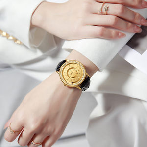 DOM 1758 Lady Quartz Watch Fashion Personality Creative Scrolling Iron <b>Ball</b> Leather Waterproof Glass Magnetic Pointer Relogio - Product Image 4