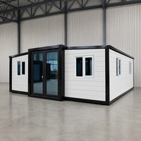 Maison conteneur préfabriquée pliable à double aile intégrée, mobile et extensible, 2-3 chambres, cuisine, salle de bain, 40 pieds