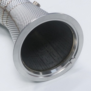 High Flow 304 Stainless Steel Reducing Straight Downpipe for Audi S4 S5 B9 3.0T 2019-2022 Rongdi 1.5mm <b>Brushed</b> TIG Welded - Product Image 4