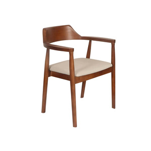 Silla de Comedor de Madera Maciza de Nogal Negro, Respaldo Alto, Reposabrazos de <span class=keywords><strong>Cuero</strong></span>, Diseño Minimalista para Uso en Hoteles, Conferencias y Estudios - Product Image 1