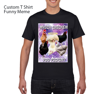 Camisetas Personalizadas con Memes, Pollos Divertidos, Logos Locos, ¿Cuál <span class=keywords><strong>Pollo</strong></span> Elegir? Camiseta Viral Divertida de Algodón para Adultos, Camiseta Personalizada con DTF - Product Image 1