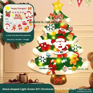 Arbre de Noël en feutre pour bricolage Lumières LED Pliable Mural Intérieur Éducatif Fait à la main Décor de vacances pour l'apprentissage précoce des enfants - Product Image 3