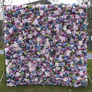 Dekorasi Latar Belakang Pernikahan Luar Ruangan Ungu Muda, Tirai Gulung Kain Bunga Mawar Putih Hydrangea untuk Dekorasi Pernikahan - Product Image 5