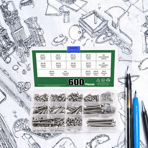 M4 600PCS Tornillos hexagonales roscados métricos estándar de acero inoxidable 304 con óxido negro Clase 10.9 12.9, tuercas, arandelas y sujetadores - Product Image 3