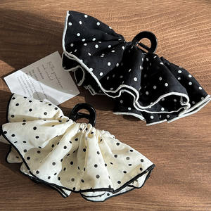 Pince à cheveux élégante en tissu et plastique à double couche, motif pois ondulés, style français, pour femme - Product Image 1