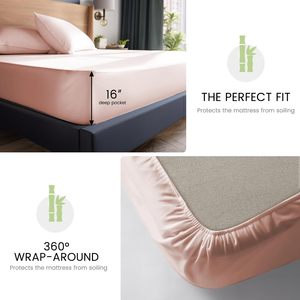 Cloudland Bamboo Sábanas de lino ajustadas Juego de cama 300Tc Hotel Oeko Bamboo Organic Sábana de alta calidad - Product Image 5