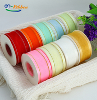 Vente en gros de mousseline de soie blanche et ruban d'organza à bords satinés garniture métallique fourniture d'usine emballage cadeau de mariage motif de logo personnalisable