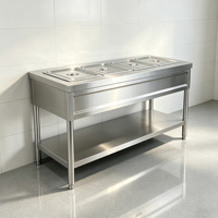 Table chauffante pour aliments en acier inoxydable de qualité commerciale, capacité de charge de 300 kg/m, chauffage électrique pour restaurants et hôtels