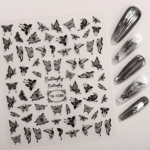 Venta al por Mayor de Fábrica, Pegatinas y Envolturas de <span class=keywords><strong>Uñas</strong></span> Brillantes, Impermeables, de Plástico, con Diseño Punk Oscuro, 3D, DIY, con Serpientes y Mariposas, para Chicas Modernas - Product Image 3