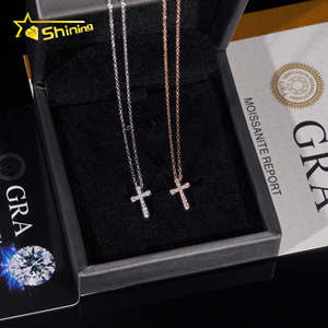 Joyería fina collar con colgante de diamante <span class=keywords><strong>925</strong></span> Plata sólida pase diamante probador Moissanite Cruz colgante - Product Image 4