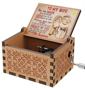 Boîte à musique en bois à manivelle carrée exquise, très vendue, pour cadeau d'anniversaire ou de festival - Product Image 6