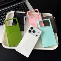 Coque de téléphone en TPU souple couleur bonbon fluorescente brillante pour iPhone 16 15 14 13 et iPhone 17 Pro Max, forme carrée