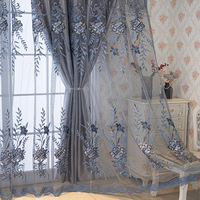 Rideaux floraux brodés double couche pour chambre à coucher, rideaux transparents élégants de style nordique pour salon